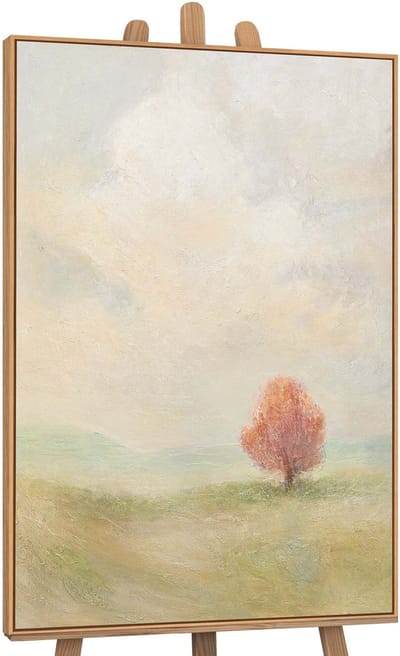 Canvas schilderij 120x80 cm handgeschilderd warm uitgestrekt – YS-Art Gallery – Lijst: Hout – Luxe wanddecoratie