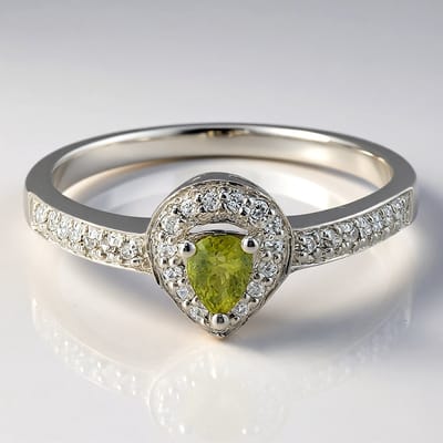 Cavill - Elegante Damesring - 0,16 ct Koper Toermalijn & 0,22 ct Cambodjaanse Zirkonen - Platina Geplateerde Zilveren Ring
