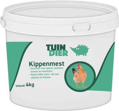 Kippenmestkorrels | Kippenmest | 100% natuurlijk | In handige bewaaremmer | 4.000 gram | 4 kilogram | TUIN-DIER