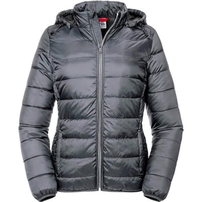 Russell Dames/dames Hooded Nano Jacket (IJzergrijs)