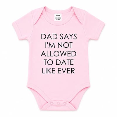 Baby Rompertje - Korte mouw - 'Dad Says No Dating' - Roze - Maat 50-56