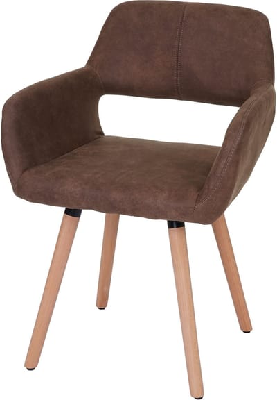 Eetkamerstoel MCW-A50 II, stoel keukenstoel, retro jaren 50 design ~ textiel, vintage bruin, lichtgekleurde poten