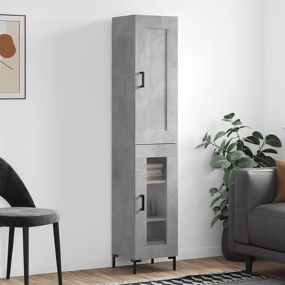 vidaXL - Hoge - kast - 34,5x34x180 - cm - bewerkt - hout - betongrijs