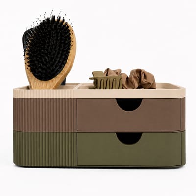 Make-up Organizer met Lades - Cosmetica & Haaraccessoires Opberger - Beige, Bruin & Olijfgroen