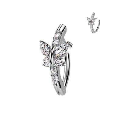 Piercing clicker front vlinder - zilver - LMPiercings