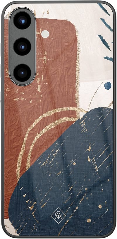 Casimoda® hoesje - Geschikt voor Samsung Galaxy S25 - Abstract Terracotta - Luxe Hard Case Zwart - Backcover telefoonhoesje - Multi