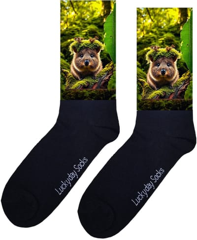 Quokka - Opkikker - Grappige sokken - Valentijns cadeau - Verjaardag cadeau - Sint cadeau - Leuke sokken - Aparte sokken - Vrolijke sokken - Bos - Grappige cadeau - Kerstsokken - Vaderdag - Moederdag - Socks maken Happy - 37-44