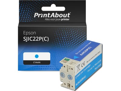 PrintAbout huismerk Inktcartridge SJIC22P(C) Cyaan Geschikt voor Epson
