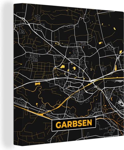 Canvas Schilderij Stadskaart – Kaart – Garbsen – Gold – Duitsland – Plattegrond - 20x20 cm - Wanddecoratie