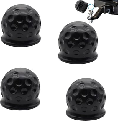Famanu - Set van 4 rubberen trekhaakbeschermkappen, Ø50 mm, beschermhoes voor auto en camper