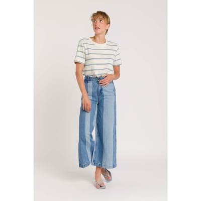 Kings Of Indigo Lilibet Cropped Blue Reef Panel Size: W25L29 | Flared Outlet | Dames | Blauw