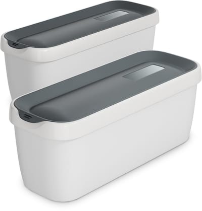 Klarstein IJsbakken Set – 2x 1,5 liter plastic bakken met deksels, vaatwasmachinebestendig, lichtgewicht, duurzaam, voor ijs-, slushie- en yoghurtmachines, stapelbaar op te bergen