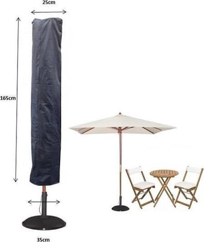 Maxxcovers Parasolhoes voor Staande Parasol 165 x 35 cm - Met Rits en Stok - Beschermhoes voor Parasol - Hoes van Waterdicht Polyester - Inclusief Opbergtas