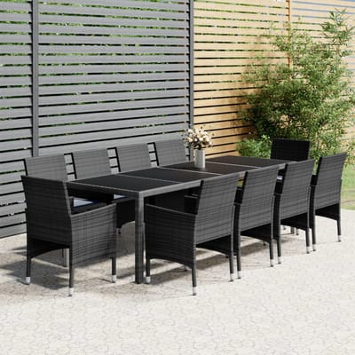 vidaXL - 11-delige - Tuinset - poly - rattan - grijs