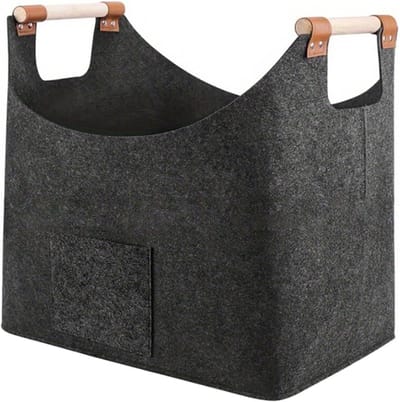 Houten mand - Opbergtas vilt - Haardhout opslag - Stevige handgrepen - XL formaat - Meerkleurig