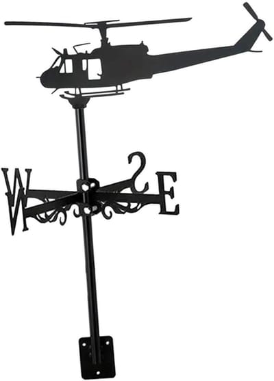 Windwijzer Helikopter - Tuindecoratie Weer - Windrichting Tonen - Fijn metaal vakmanschap - 33 cm breed - Metaal