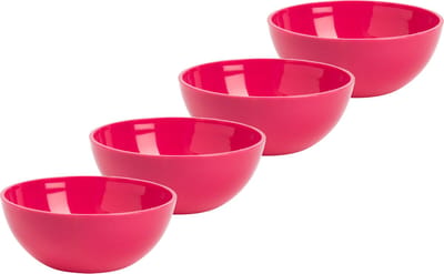 Plasticforte kommetjes/schaaltjes - 4x - dessert/ontbijt - kunststof - D12 x H5 cm - fuchsia roze - BPA vrij