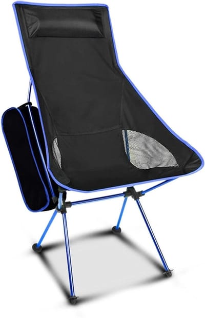 Kampeerstoel Opvouwbaar - Buitenstoel Lichtgewicht - Ontspannen Buiten - Robuust Stalen Frame - Compact Opvouwbaar - Zwart