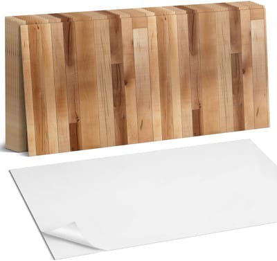 Coloray Plaktegels - Natuurlijk houtpatroon Zelfklevende Wandtegels - 40 cm x 20 cm - Beige Plaktegels - 10 stuks - Rechthoek PVC Tegels - Plaktegels Badkamer - Vloertegels Zelfklevend - Vinyl Tegels Zelfklevend - Portugese Tegels