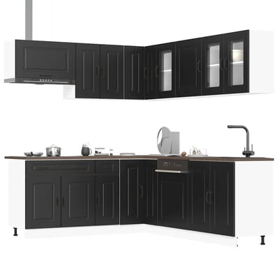 vidaXL - 11-delige - Keukenkastenset - Kalmar - bewerkt - hout - zwart