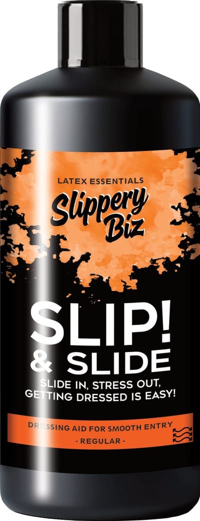 SlipperyBiz - Slip and Slide! - Standaard - 500 ml - XXL - glashelder - transparant - geurloos - je glijdt snel en makkelijk latex en rubber kleding en handschoenen in en uit