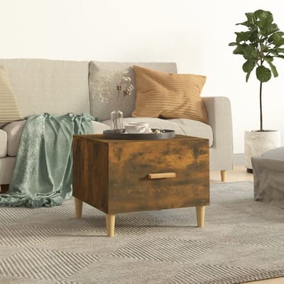 vidaXL - Salontafel - 50x50x40 - cm - bewerkt - hout - gerookt - eikenkleurig