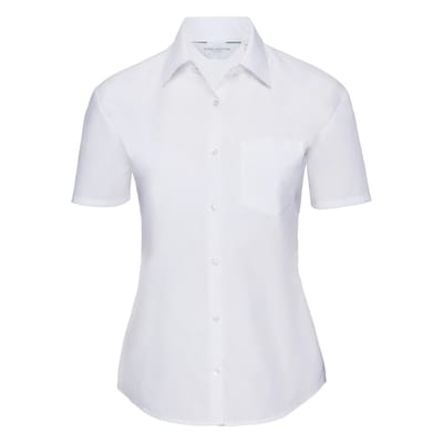 Russell Collectie Dames/Dames Korte Mouwen Poly-Katoen Easy Care Poplin Shirt (Wit)