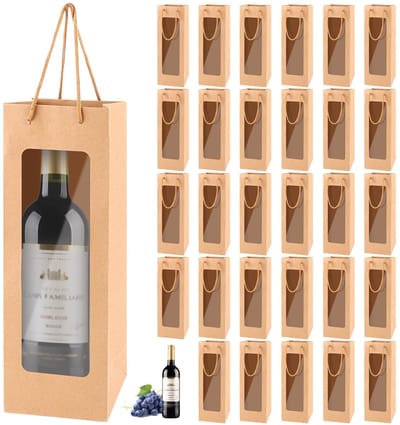 Allecto - Kraft Papieren Fleszakken - Geschikt voor Feesten - 30 Stuks - Bruin - Perfect voor Cadeaus - Ideaal voor Kerst en Verjaardag - Handige D...