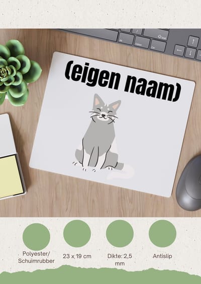 Akyol - kat met eigen naam Muismat - Katten - katten liefhebbers - iemand die houdt van katten - verjaardag - cadeau - kado - 23 bij 19 cm