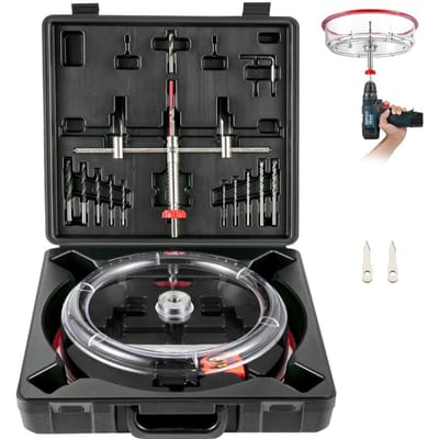 Kit de scie cloche réglable, 1-5/8  à 8  (40-200 mm), Scie cloche à double lame à cuvette avec bouclier anti-poussière en PC, deux forets de centrage remplaçables, pour