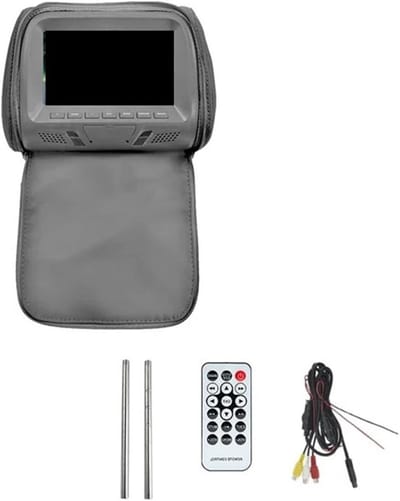 Auto Hoofdsteun Monitor - Autoscherm Kussen - Reizen Vermaak - Universeel 7 Inch - 273x18x124cm - Grijs