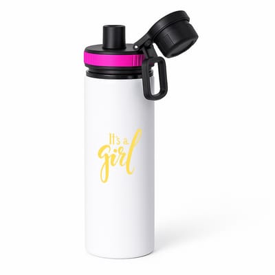 Hacebo® - It's a Girl waterfles met draaidop roze - Baby - Kersverse ouders - Geboorte kraamcadeau meisje - babyshower - water fles - 850ML