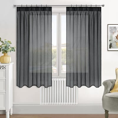 Dailygoods- Gordijnen Transparant 140 x 145 cm - Gordijnen met Haken - Gordijnen voor Rails - 2 Stuks - Woonkamer - Elegant en Lichtgewicht - Raamdecoratie