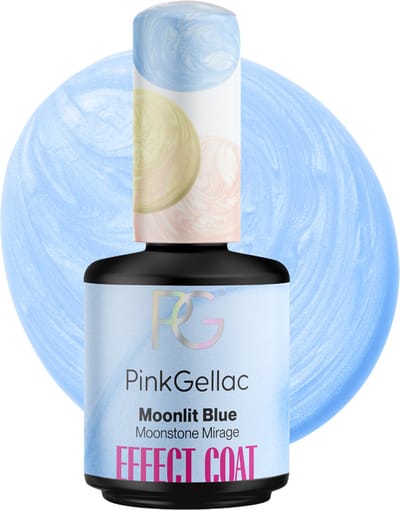 Pink Gellac Gellak Effect Coat - Moonlit Blue 15ml - Blauwe effect coat Gellak - Gel Nagels Producten