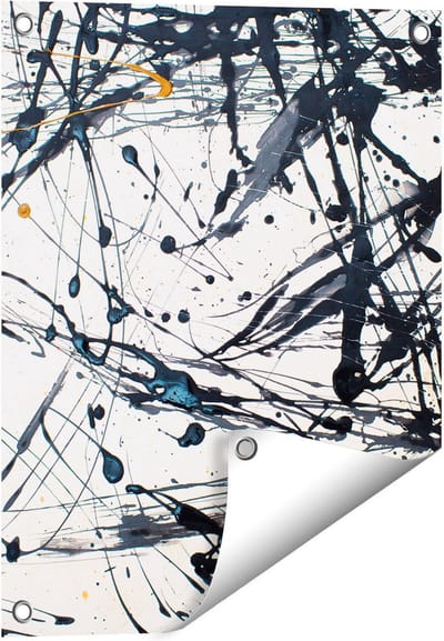 Gards Tuinposter Abstracte Kunst van Zwarte Verf - 40x50 cm - Tuindoek - Tuindecoratie - Wanddecoratie buiten - Tuinschilderij
