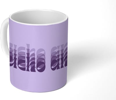 Mok - Koffiemok - Mucho amor - Paars - Gelaagde letters - Mokken - 350 ML - Beker - Koffiemokken - Theemok - Mok met Tekst
