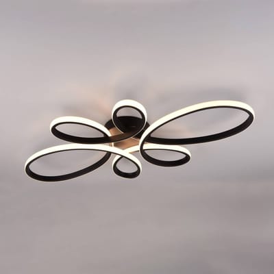 Trio Lighting Fly LED plafondlamp, mat zwart, 3.000 K, 83 cm x 45 cm