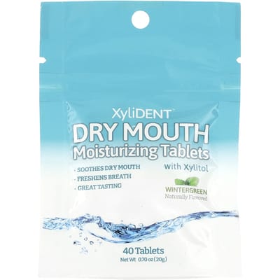 XyliDENT, Comprimés hydratants pour la bouche sèche, avec xylitol, thé des bois, 40 comprimés