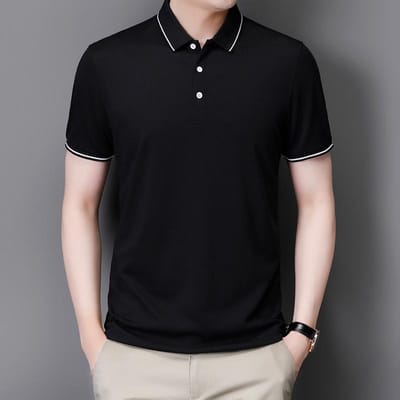 Heren Poloshirt Heren Gemerceriseerd Katoen T-shirt met Korte Mouwen Zomer Heren Revers Top Effen Kleur Body Shirt 185/3XL【180-195】