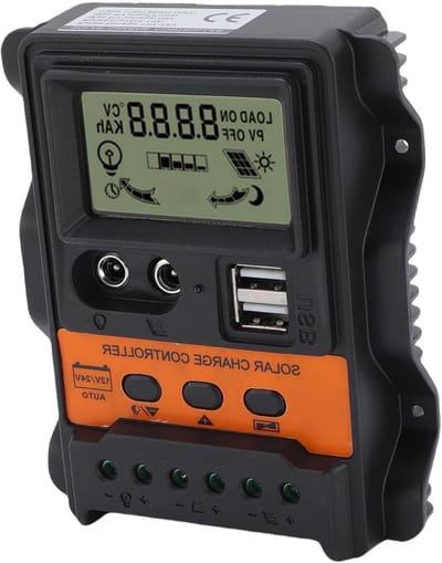 Zonne Laadregelaar - Intelligente Regulator - Energie Beheer - Dubbele USB DC - 30A 12V 24V - Zwart