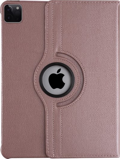 Draaibaar Tablethoes met Standaard geschikt voor Apple iPad Pro 4/5/6 | 12.9 (2020/2021/2022) | Tabletcase Bookcase met regelbare standen | Tablet Hoes Hoesje met 360 graden Rotatie - Rosegoud
