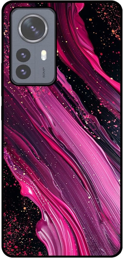 Smartphonica Telefoonhoesje Geschikt voor Xiaomi 12 Pro met marmer opdruk - TPU backcover case marble design - Paars Roze geschikt voor Xiaomi 12 Pro