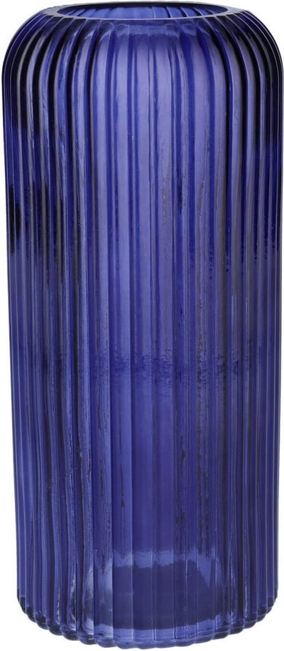 Bellatio Design Bloemenvaas - donkerblauw - tansparant glas - 9 x 20 cm - vaas