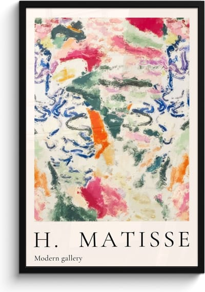 Poster in lijst - Fotolijst 60x90 cm - Posters - Matisse - Kunst - Kleurrijk - Abstract - Posterlijst zwart - Decoratie - Wanddecoratie woonkamer - Muurdecoratie slaapkamer