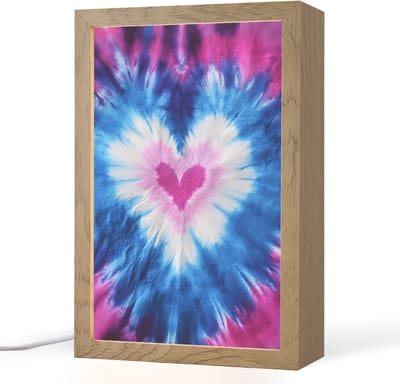 Nachtlampje 20x30 cm - Kinder lampje - Hartvormig - Tie dye - Paars - Tafellamp kinderkamer - Slaapkamer lamp - Bedlamp kinderen - Kinderlampje stopcontact - Wandlamp babykamer - Nachtlampjes
