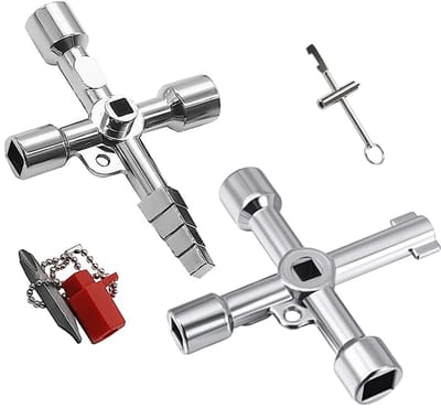 Dailygoods- Schakelkastsleutel 3-in-1 - Dubbelbaard Sleutel - Vierkante Sleutel - Driekantsleutel - Multifunctionele Sleutel - Duurzaam Materiaal