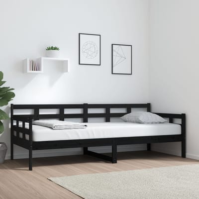vidaXL - Slaapbank - massief - grenenhout - zwart - 80x200 - cm