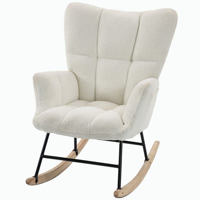 Fauteuil à Bascule Confortable - Design Élégant avec Accoudoirs Évasés - Stabilité Optimale - Confort Optimal pour Lecture - 90x66x90cm - Intérieur Apaisant - Crème