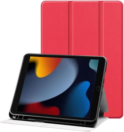 Tablet Hoes Geschikt voor Apple iPad 10.2 (2019/2020/2021) | Luxe Tri-Fold Book Case | Kunst Leren Bescherm Hoes | Standaard Functie | Rood
