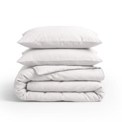 Dekbed-Discounter - Primaviera Deluxe Dekbedovertrek 200 x 200/220 cm - Linnen - Dubbele instopstrook - wassen op 30 graden - Inclusief 2 kussenslopen - Wit